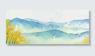 远山秋色中国风水墨山水PNG素材远山秋色中国风水墨山水PNG