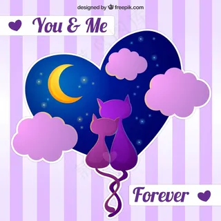 可爱的猫有一颗心在条纹的背景