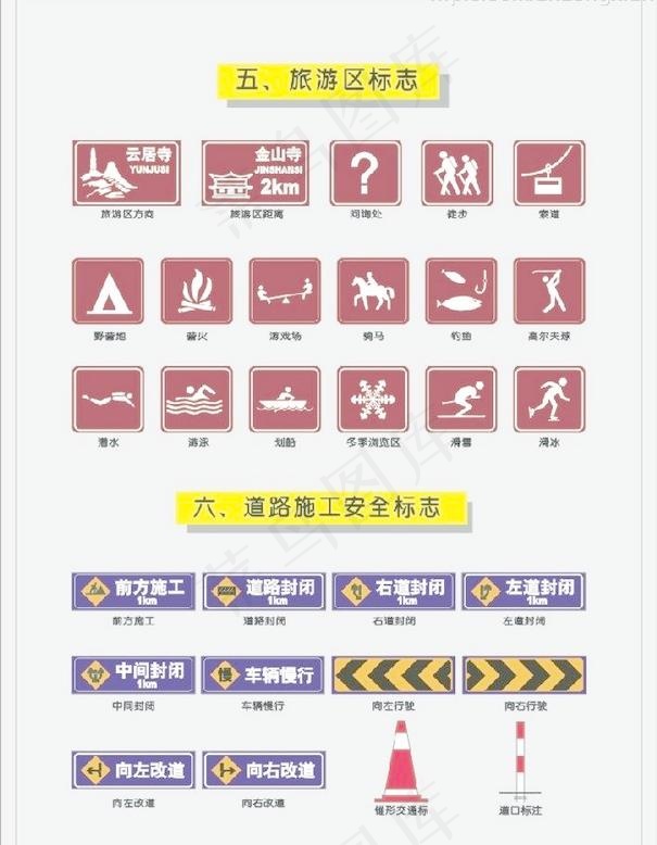 交通旅游区标志和道路施工安全标志矢...cdr矢量模版下载