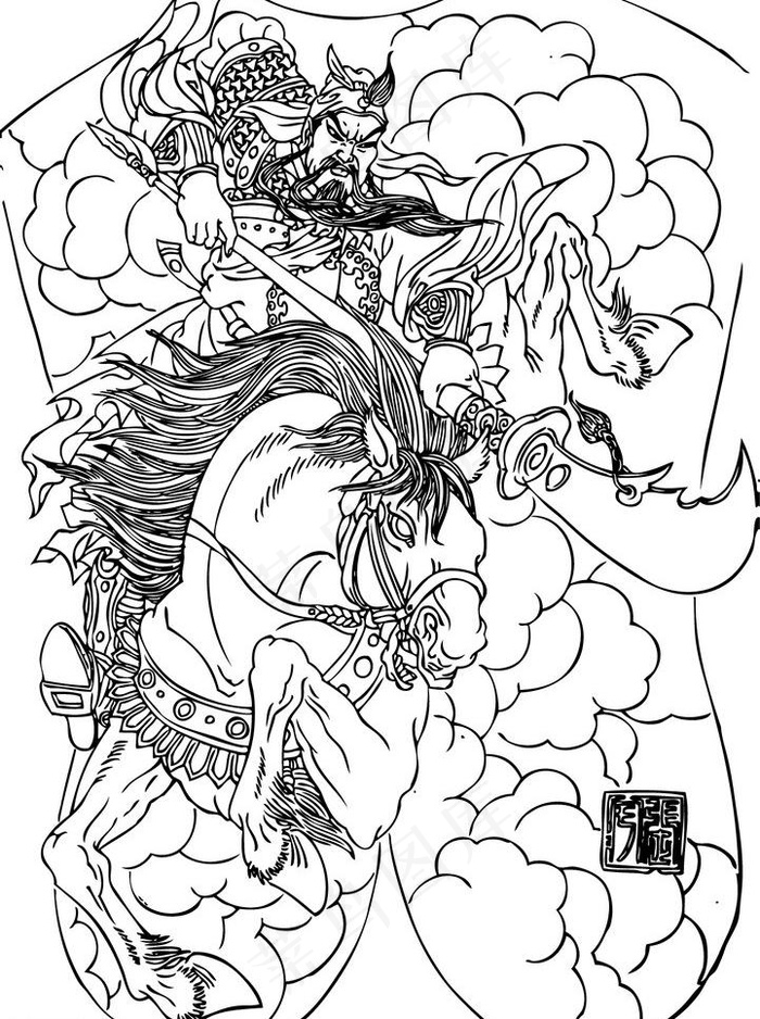 关公图片ai矢量模版下载