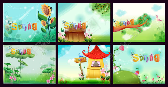 卡通春天吊旗矢量素材