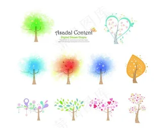 树 叶子 心型 素材图片