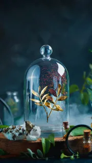 悬浮在瓶子里的枝叶高清摄影图片