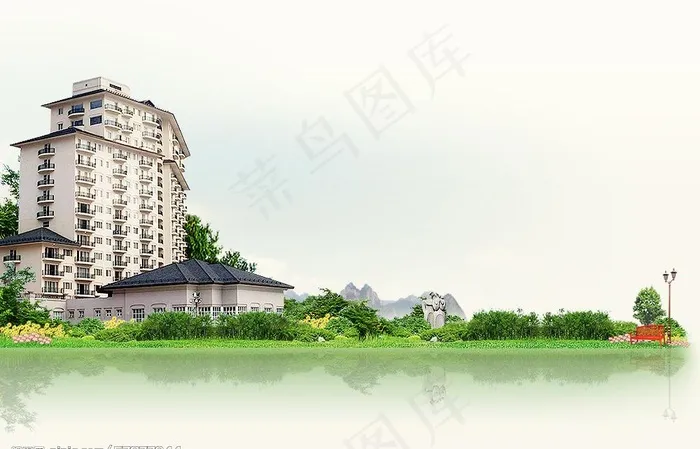 分层楼盘风景图图片psd模版下载