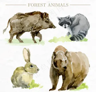 野猪狐狸兔子熊剪影素材图 野猪狐狸兔子熊剪影素材图