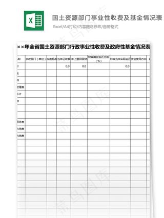 全省国土资源部门收费及*性基金情...