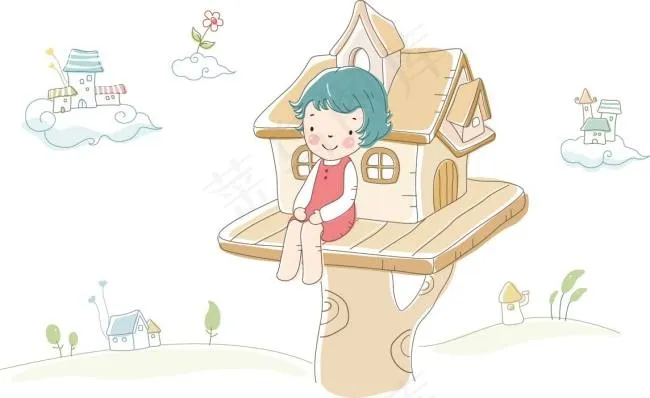 孩子和房子ai矢量模版下载