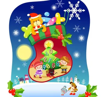 圣诞袜里的小熊图片