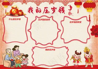 春节压岁钱手抄电子小报