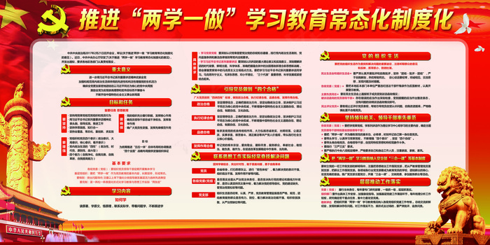 两学一做学习教育常态化宣传栏(7087X3543(DPI:150))psd模版下载