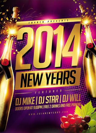 畅饮香槟新年狂欢PSD酒吧海