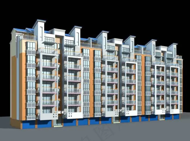 多层住宅区建筑模型