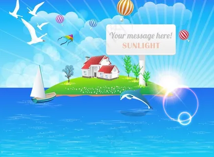 蓝天白云海洋岛屿风景图片