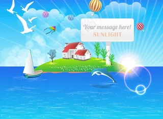 蓝天白云海洋岛屿风景图片