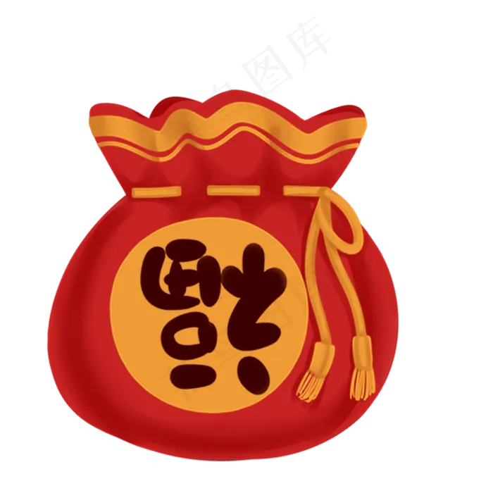 喜庆红色福袋,免抠元素