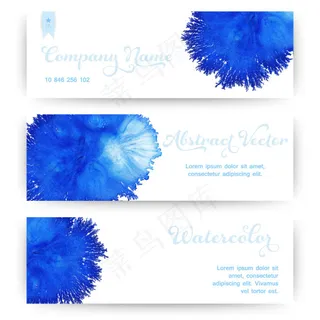 蓝色水彩banner矢量素材 蓝色水彩banner矢量素材