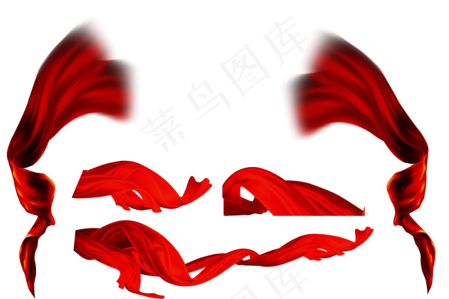 红色绸带大全psd模版下载