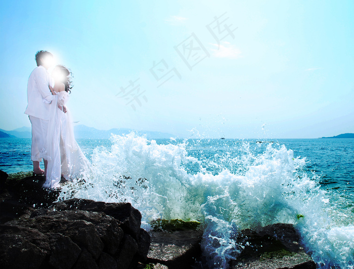 海滩婚纱照图片