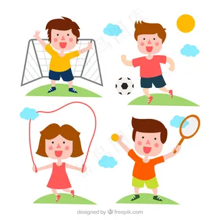 快乐的孩子做运动