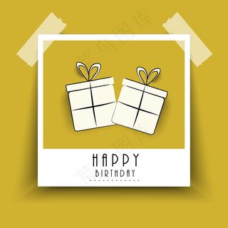 生日快乐 海报或标签有两个礼品袋贴...