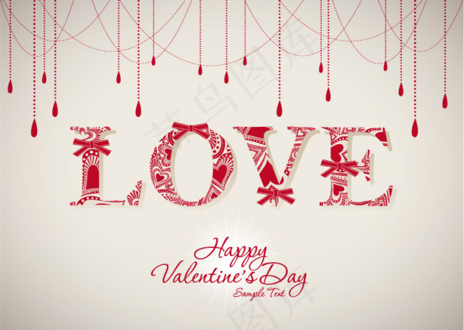 情人节手绘吊饰矢量素材