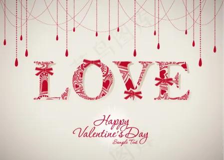 情人节手绘吊饰矢量素材