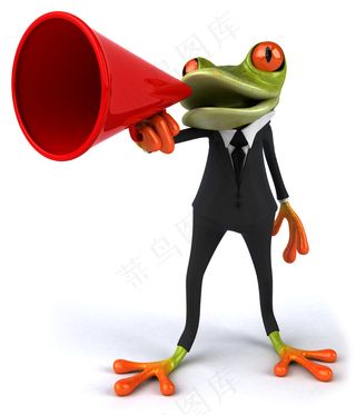 手拿扩音器讲话的卡通青蛙图片