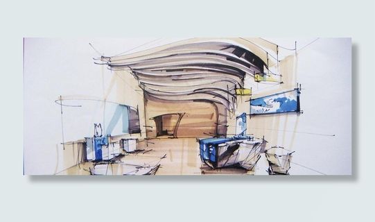 中式创意展厅手绘图片