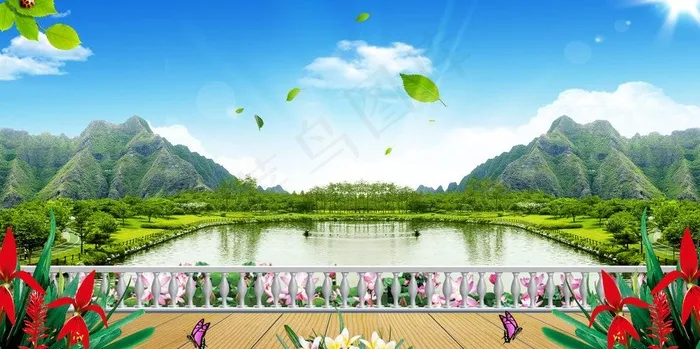 蓝天白云图片(5031X2796(DPI:300))psd模版下载