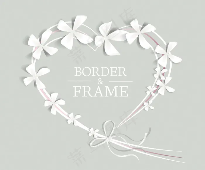 白色花朵爱心背景矢量素材eps,ai矢量模版下载