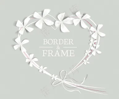 白色花朵爱心背景矢量素材