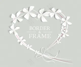 白色花朵爱心背景矢量素材