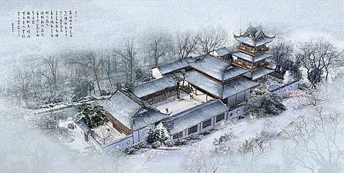中式古典建筑鸟瞰图(4000X2760(DPI:300))psd模版下载