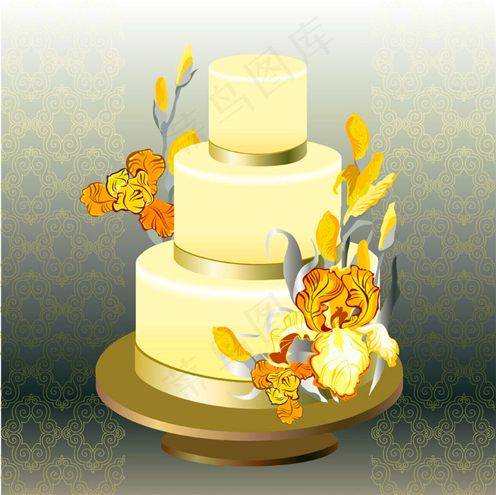 卡通鲜花婚礼蛋糕图片