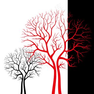 黑白创意树木无框画素材模板下载