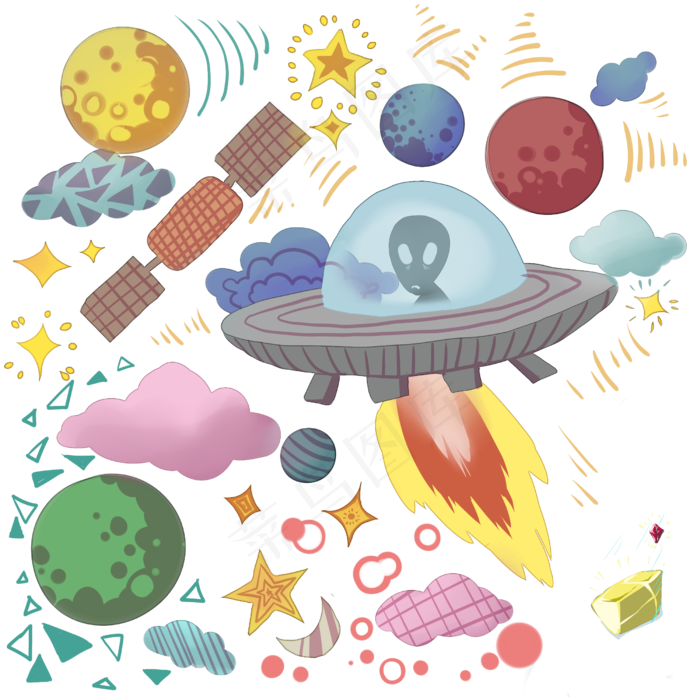 宇宙外星飞碟星球,免抠元素