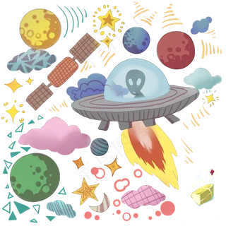 宇宙外星飞碟星球,免抠元素