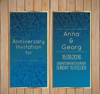 婚礼邀请蓝色奢华图案