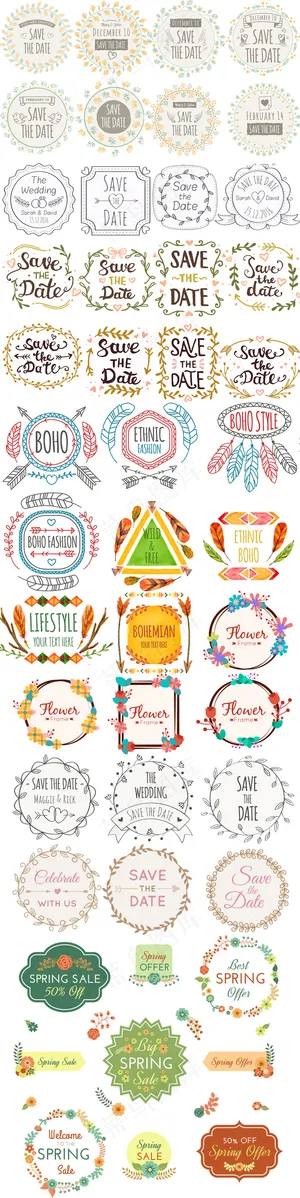 手绘花卉花环png天猫淘宝海报字体...