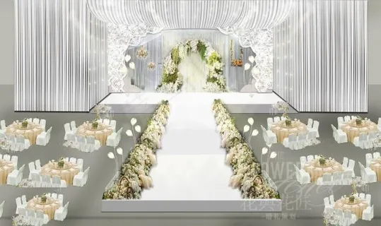 白色浪漫森系婚礼舞台效果图 白色浪漫森系婚礼舞台效果图