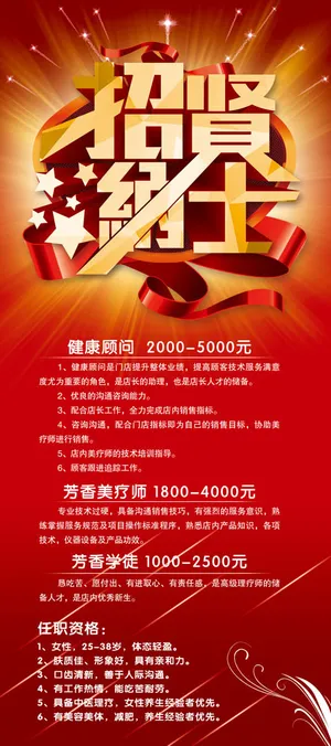 红色创意招聘展架