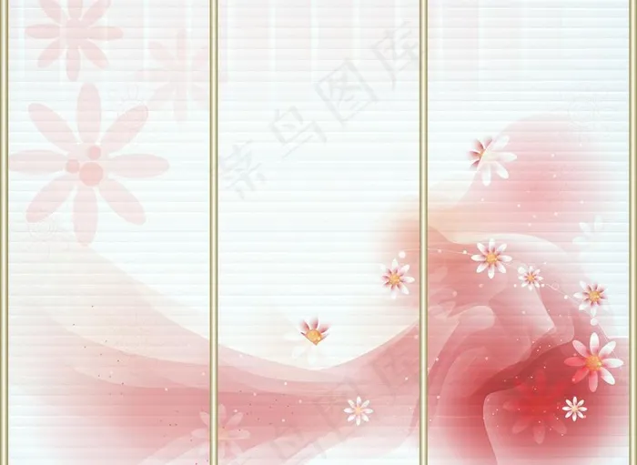 梦幻小红花移门cdr矢量模版下载