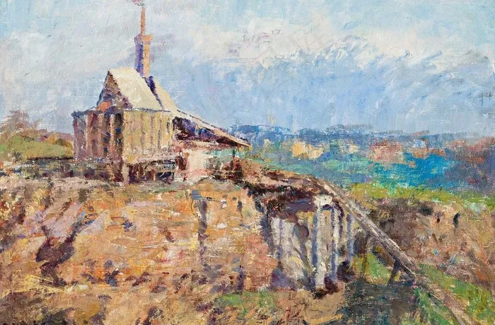 房屋建筑油画图片