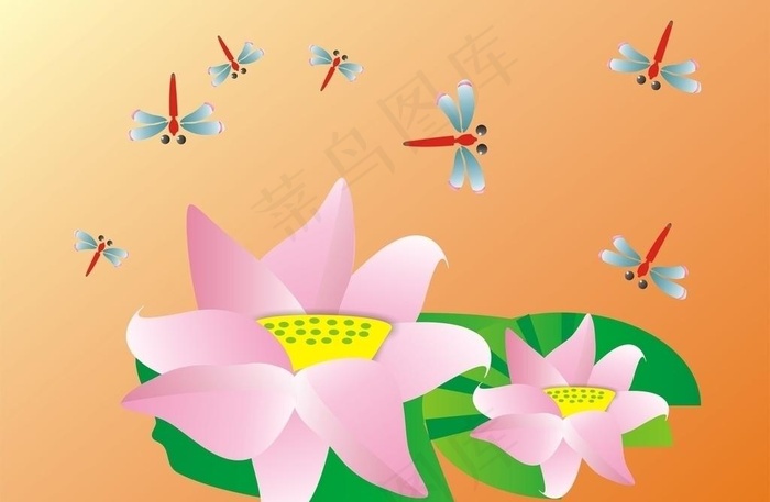 荷花蜻蜓图图片cdr矢量模版下载