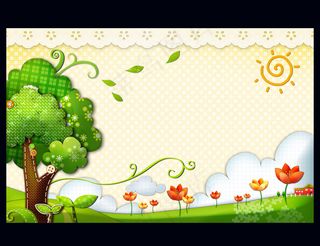 卡通梦幻儿童背景PSD