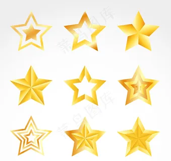9款黄色星星图标矢量素材