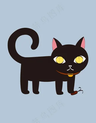 猫黑白插画