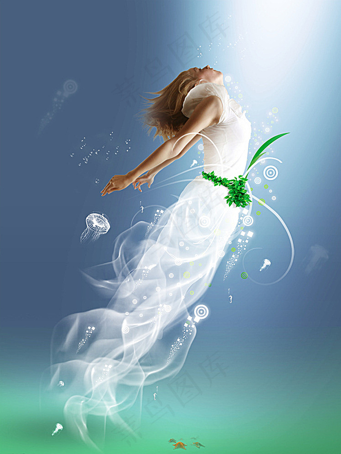 水底梦幻美人鱼图片(3333X4391(DPI:300))psd模版下载