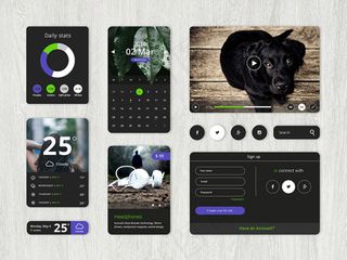 暗黑科幻风格音频音乐播放器歌单UI...