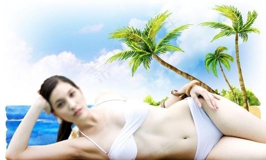 海滨沙滩比基尼美女度假图片